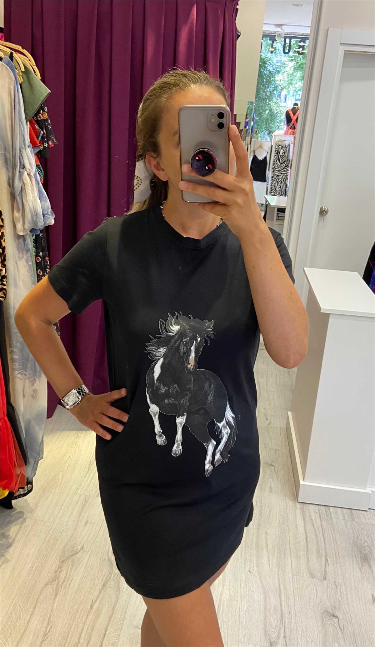 At Baskılı Uzun Tshirt