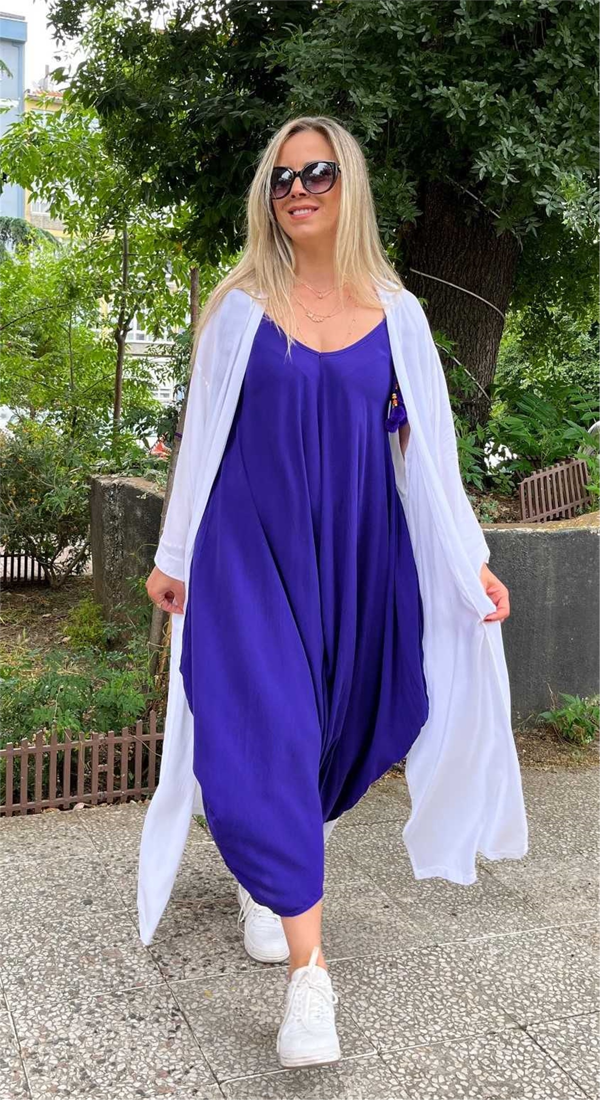 Balık İşlemeli Kuşaklı Kimono