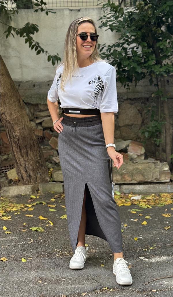 Baskı Ve Lastik Detaylı Vatkalı Tshirt