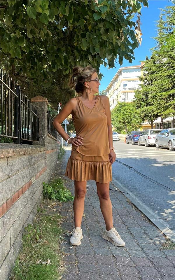 Beli Lastikli Pileli Etek