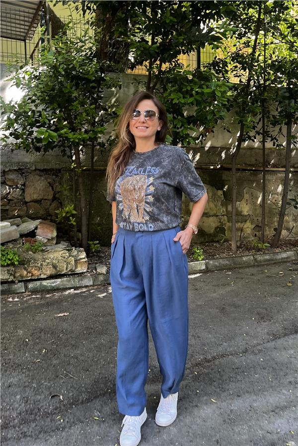 Beli Lastikli Tensel Salaş Pantolon