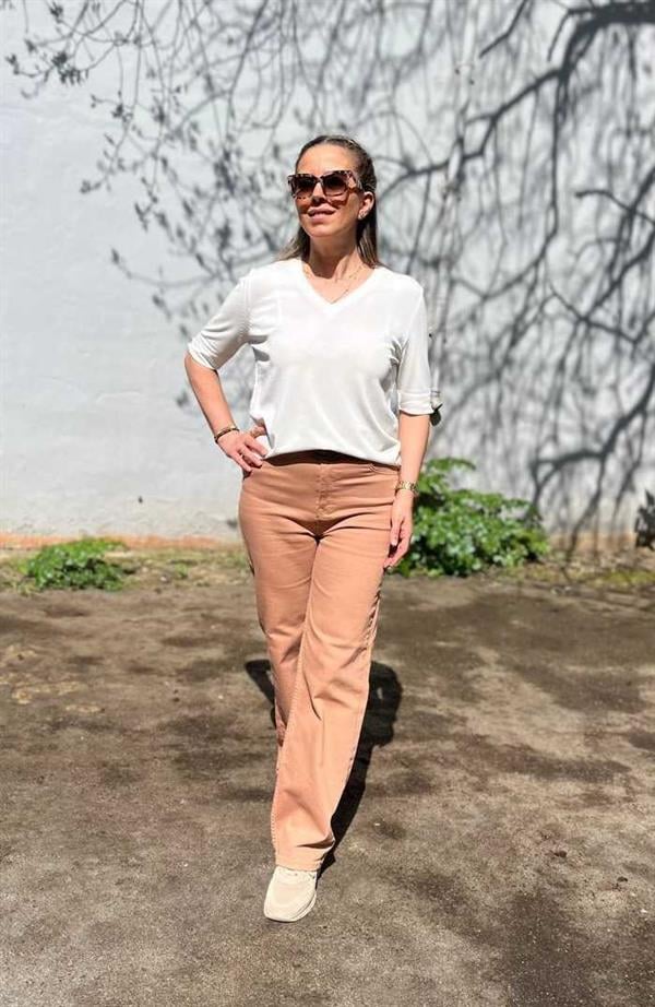 Camel Yüksek Bel Boru Paça Jean