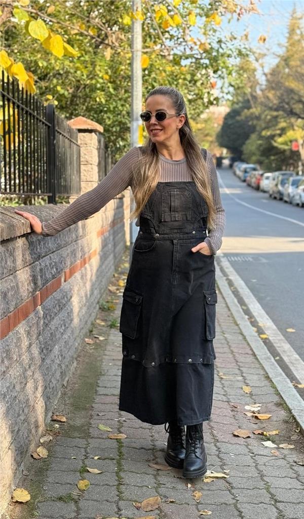 Çıtçıtları Çıkarılabilir Denim Salopet