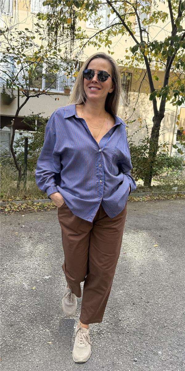 Çizgili Oversize Gömlek
