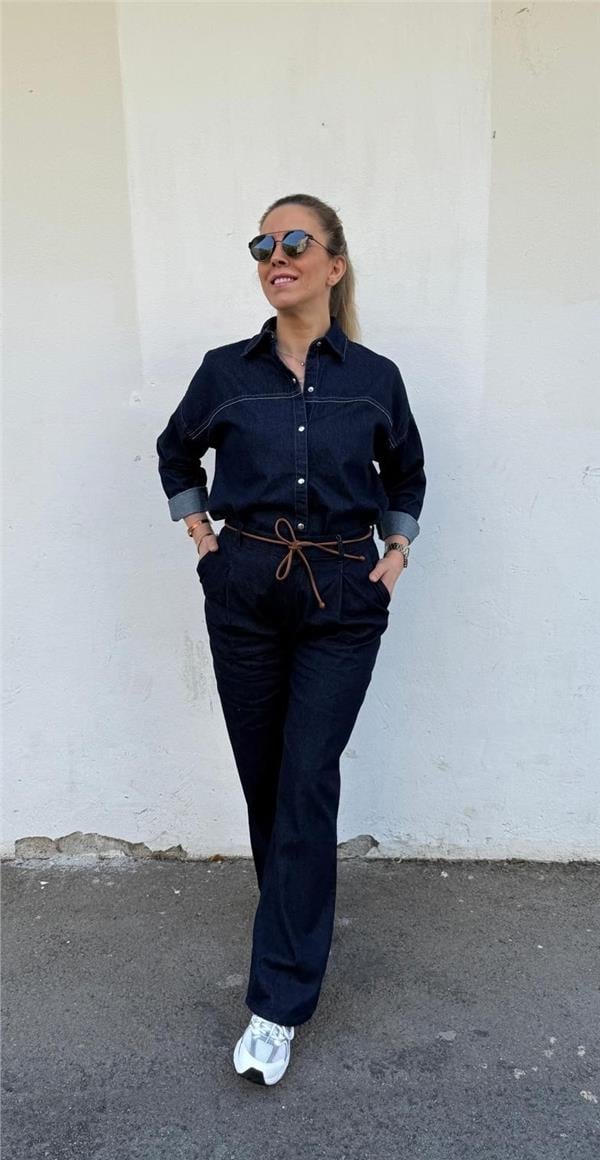 Deri Kemerli Kot Pantolon