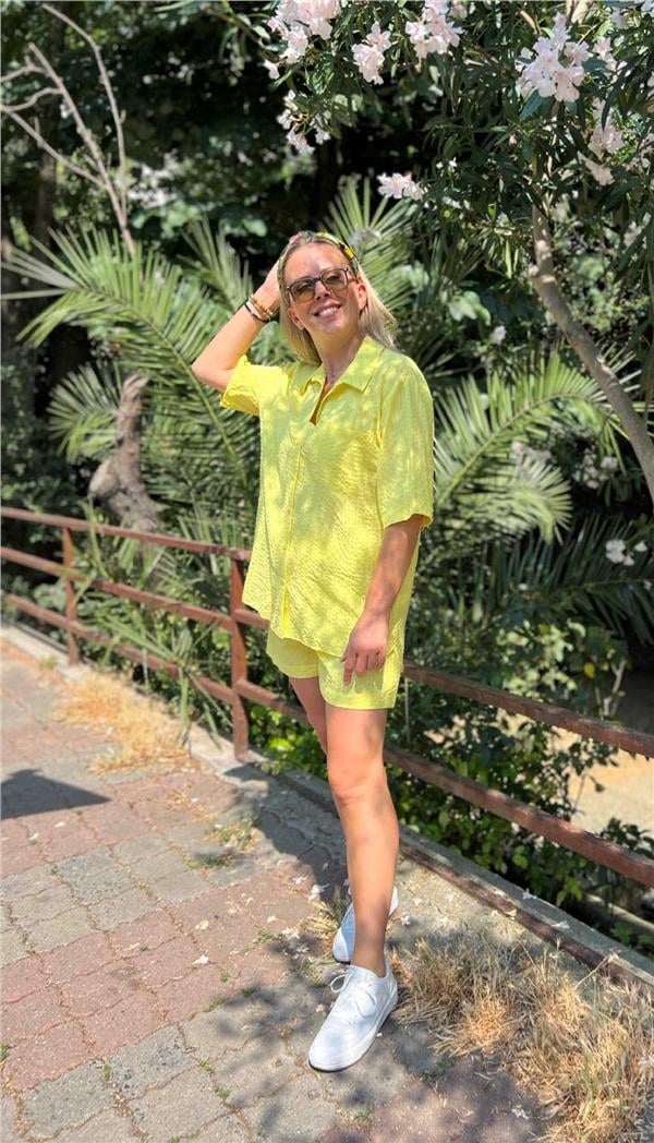 Gofre Gömlek Şort Takım