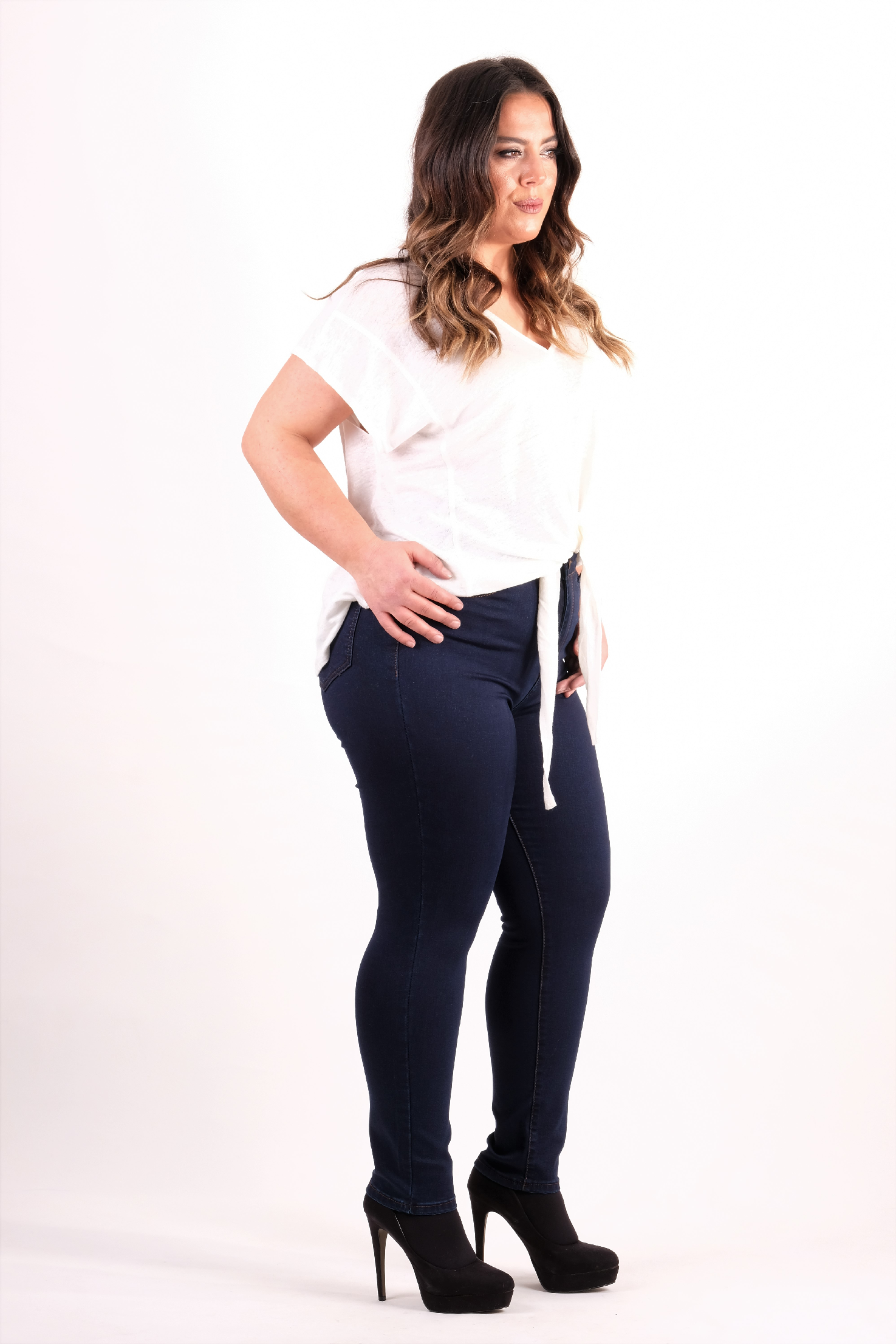 Lacivert Likralı Büyük Beden Skinny Pantolon