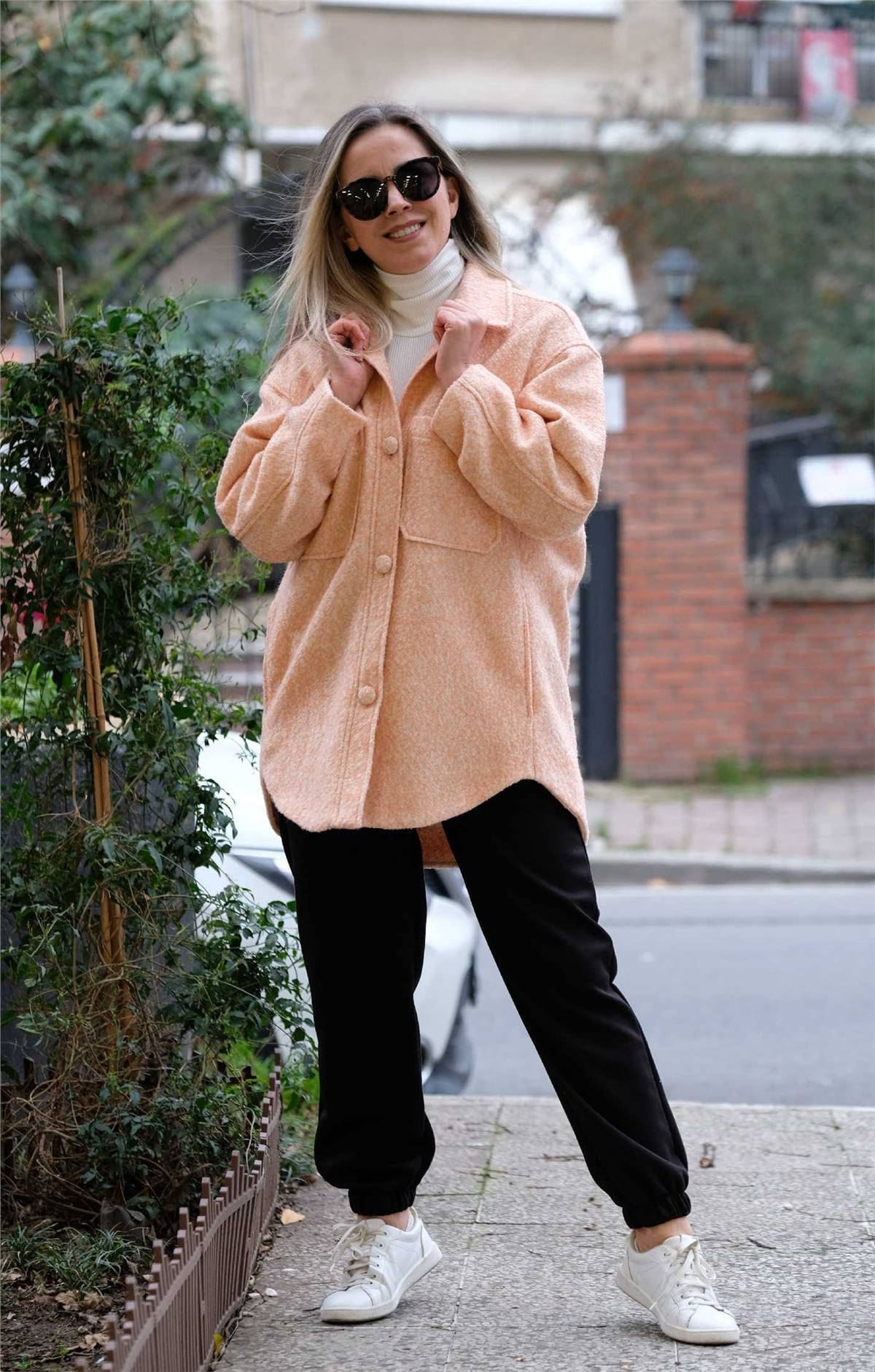Somon Astarlı Oversize Ceket