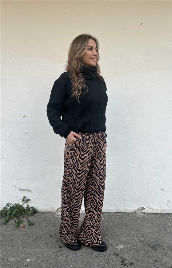 Zebra Desen Geniş Kesim Pantolon