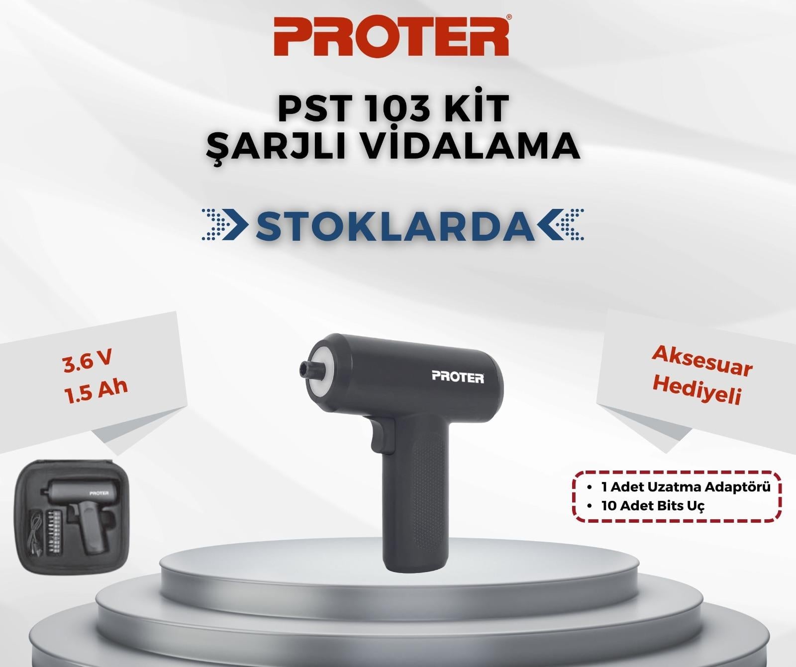 Akülü TornavidalarPROTER PST 103 KIT ŞARJLI VİDALAMA SET