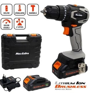 Akülü MatkaplarMAX EXTRA MX1830 ÇİFT AKÜLÜ 1.5 AH DARBELİ MATKAP