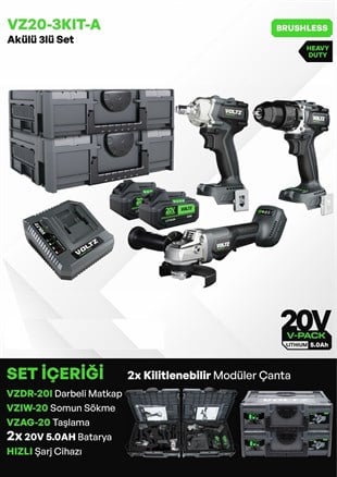 Akülü MatkaplarVOLTZ VZ20-3KIT-A AKÜLÜ ÜÇLÜ SET