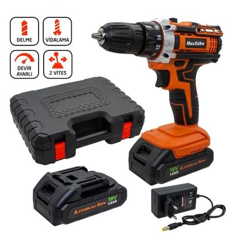 Max Extra MX 1815 18V 1.5 Ah Çift Akülü Vidalama Matkap