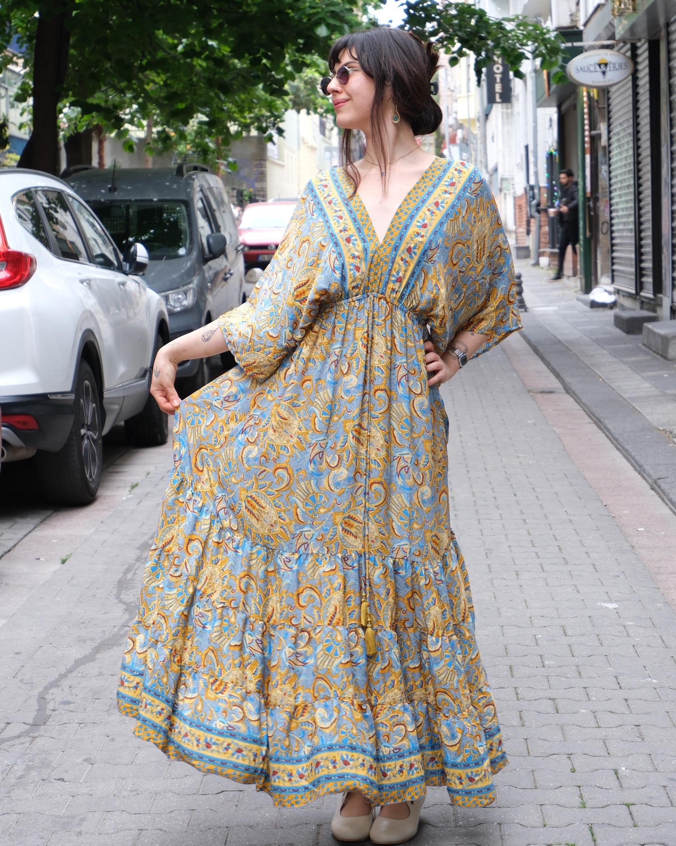 Hayal Desen Maxi Bohem Elbise