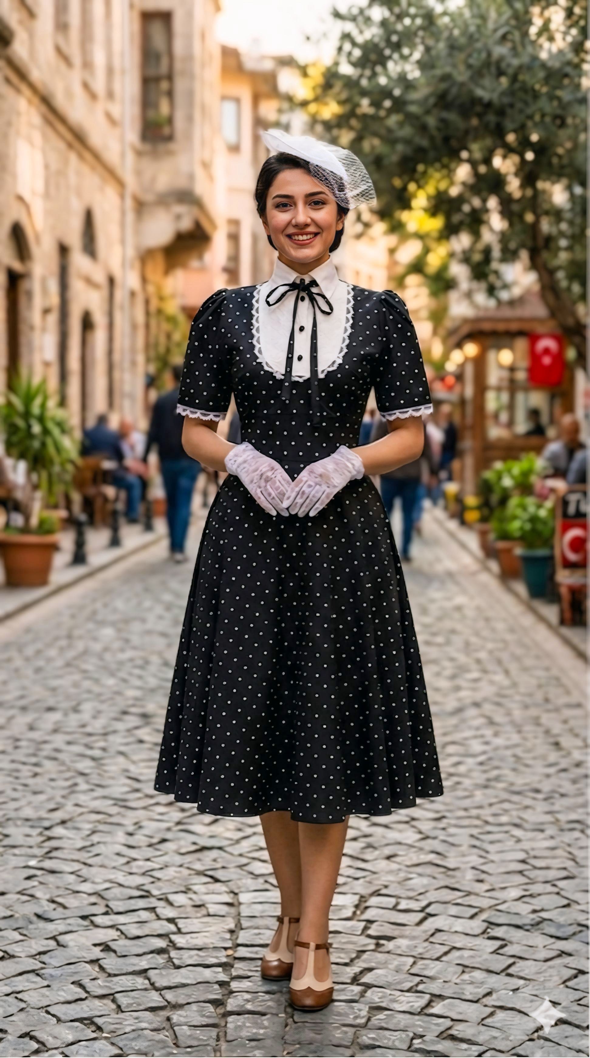Belgin Puantiyeli Elbise