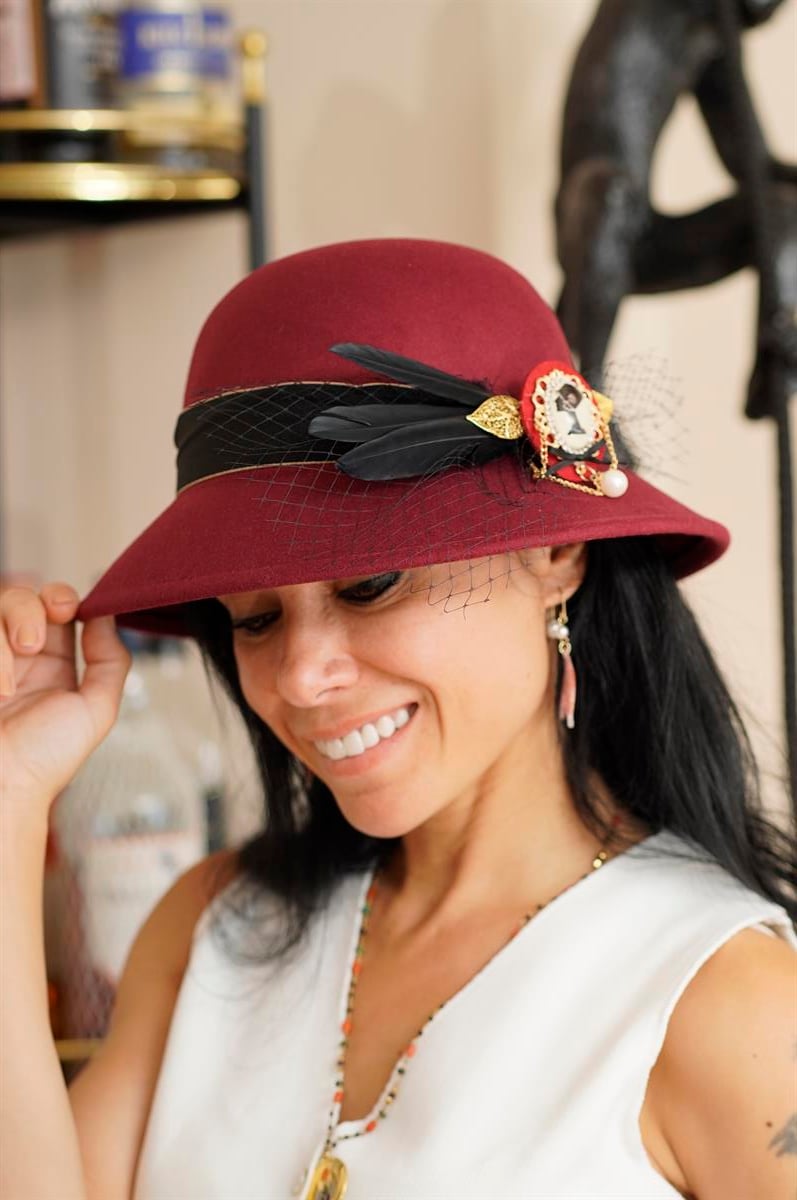 Bordo Vintage Şapka