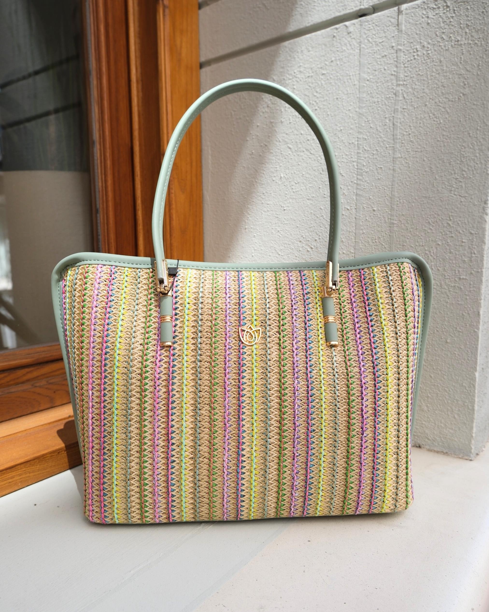 Capri Pastel Şerit Dokulu Omuz Çantası