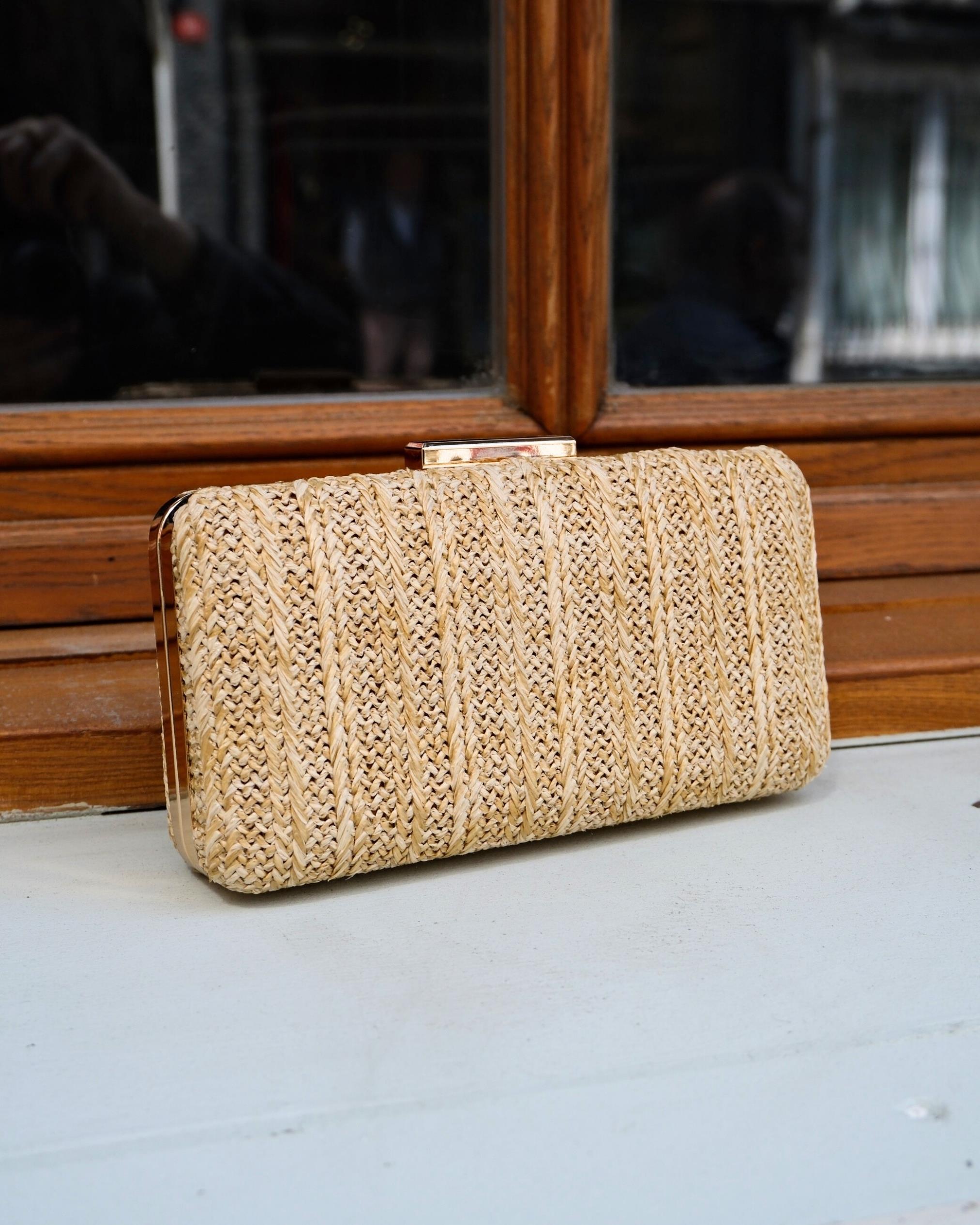 Isla Hasır Dokulu Clutch Çanta