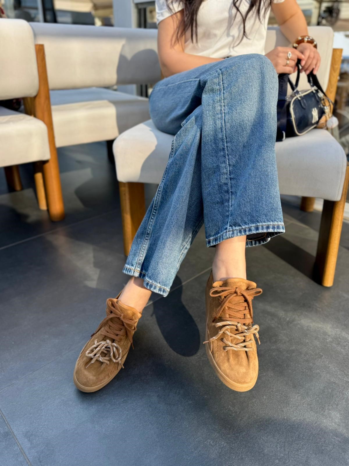 7965 TÜTÜN SÜET DERİ BAĞCIKLI SNEAKER