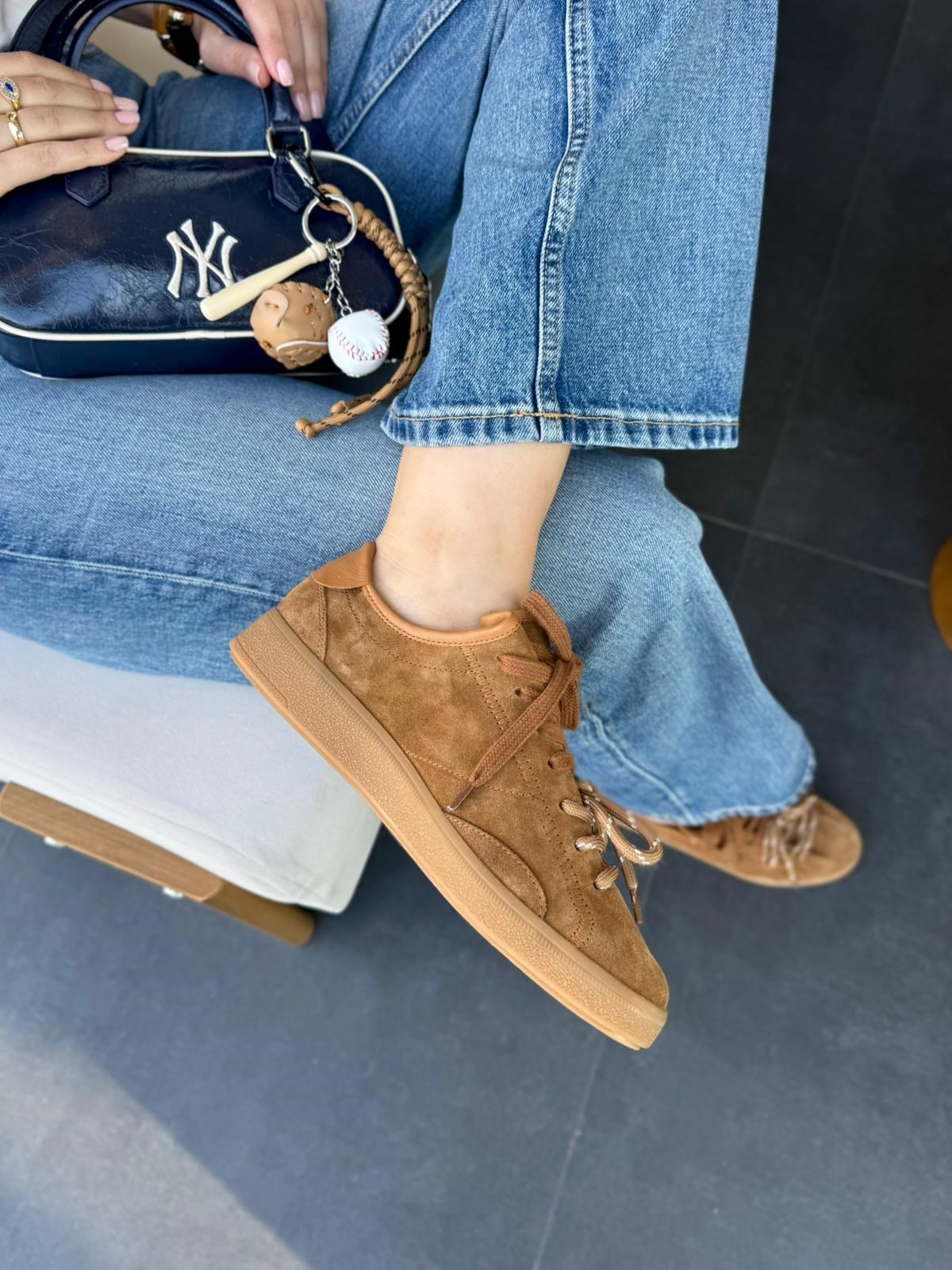 7965 TÜTÜN SÜET DERİ BAĞCIKLI SNEAKER