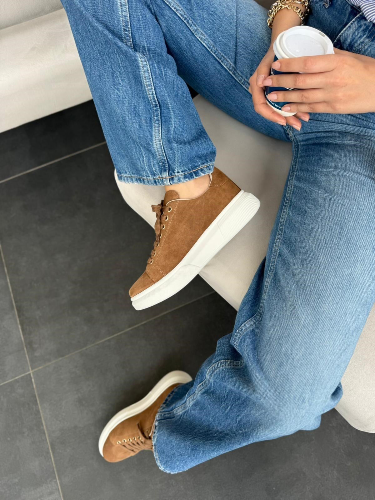 7768 TABA SÜET DERİ COMFORT SNEAKER AYAKKABI