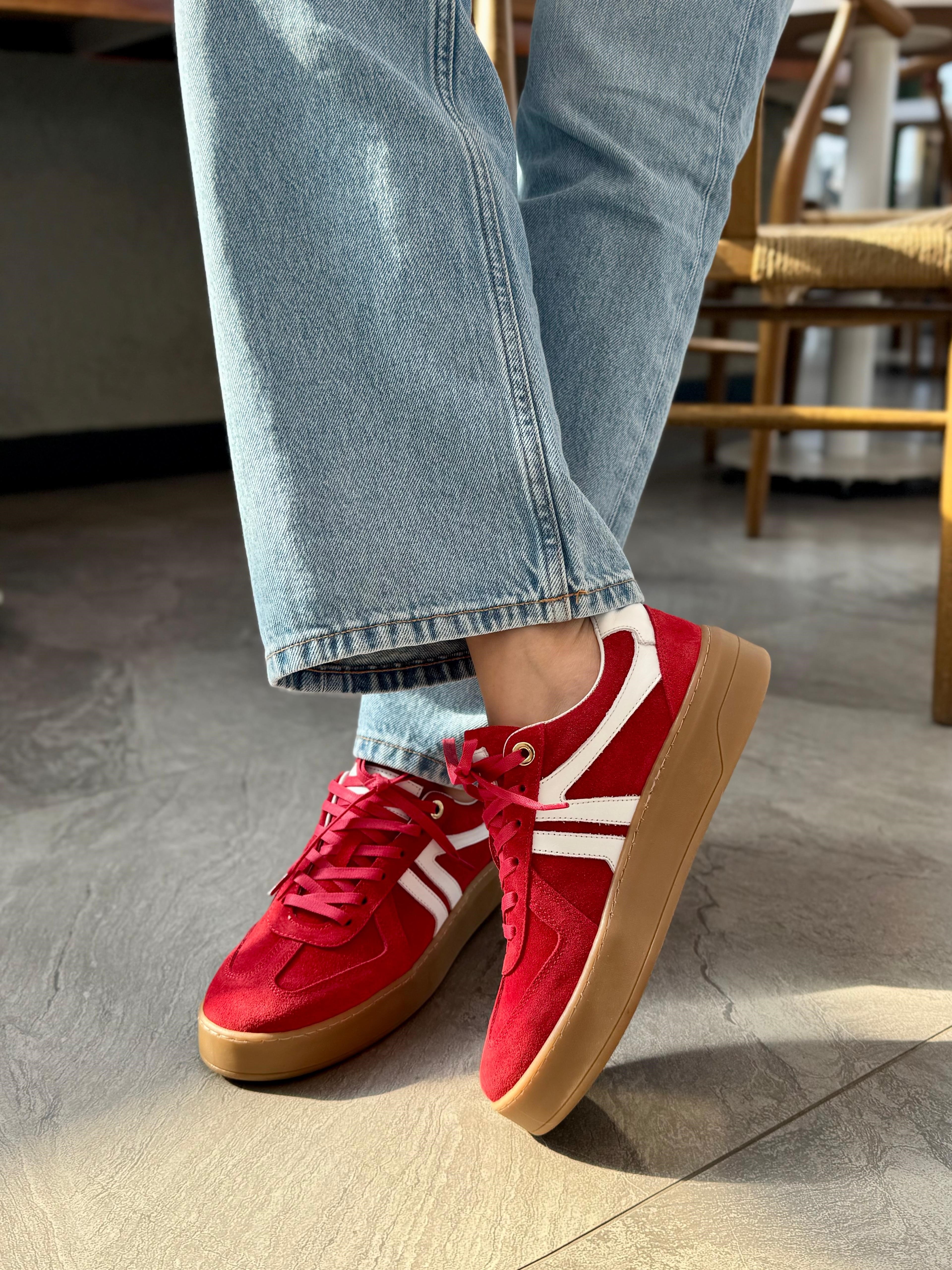 7818 KIRMIZI SÜET DERİ SNEAKER