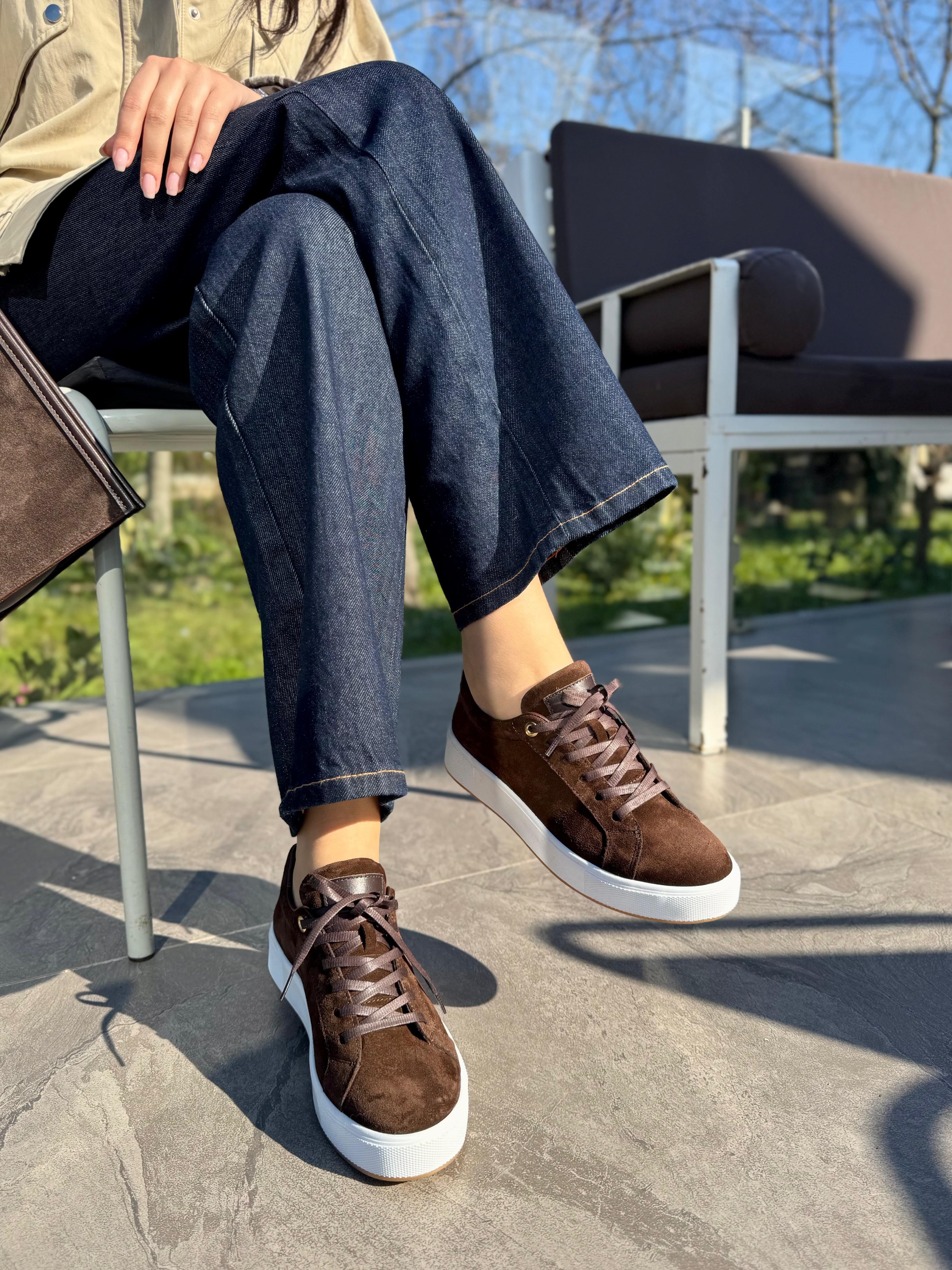 7820 KAHVE SÜET DERİ SNEAKER