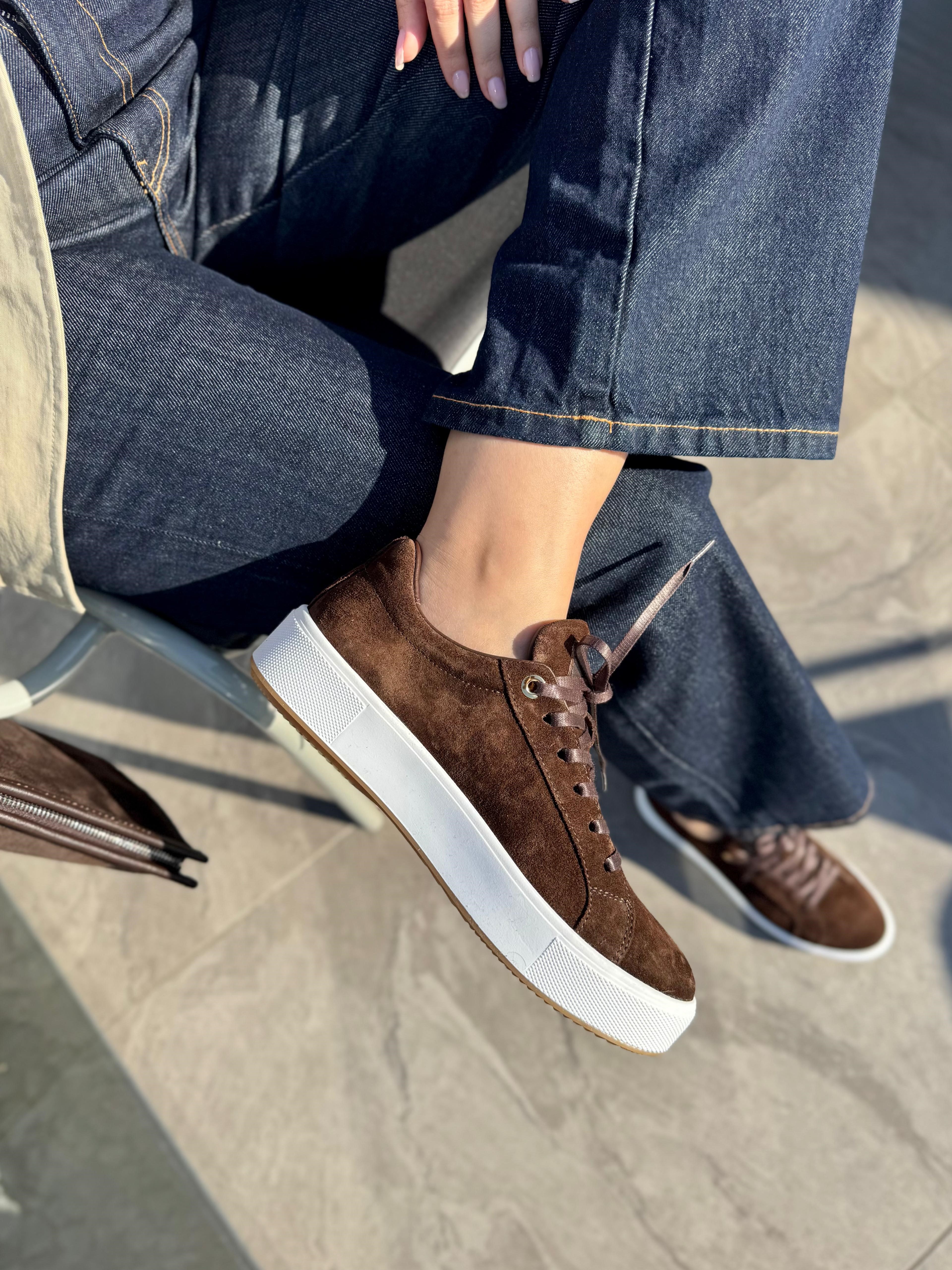 7820 KAHVE SÜET DERİ SNEAKER