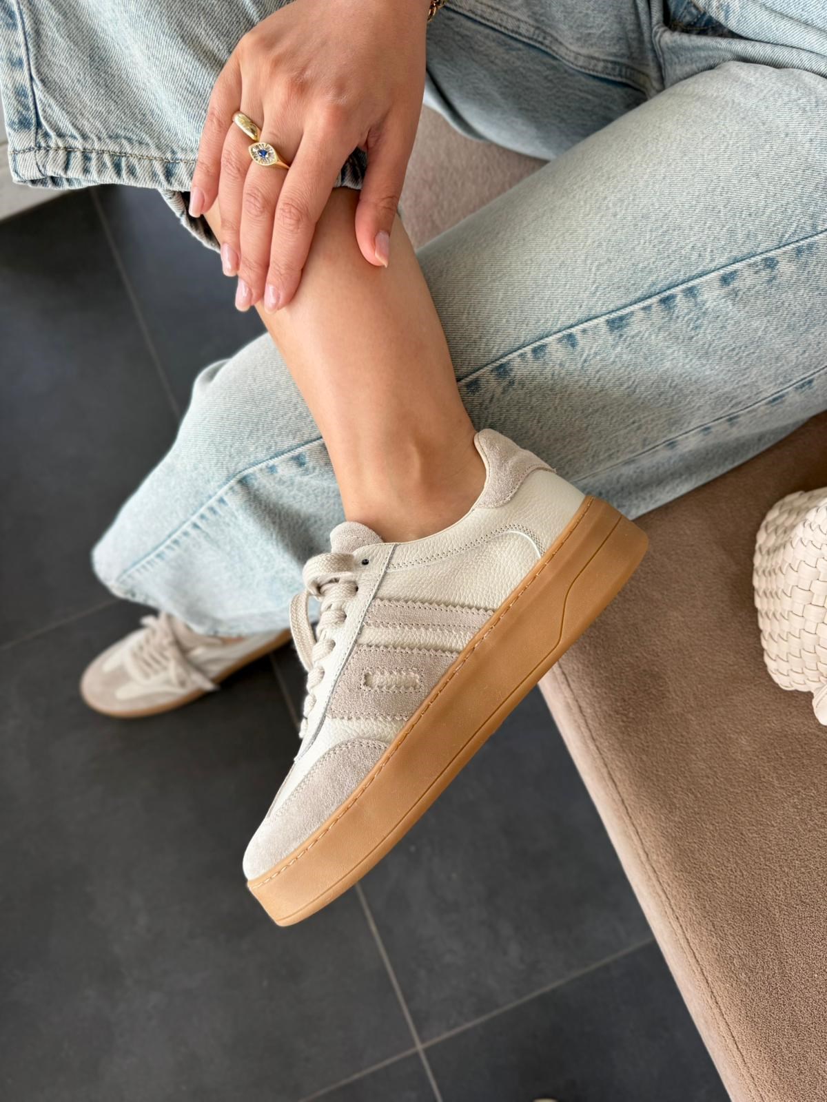 7821 BEJ SÜET DERİ SNEAKER