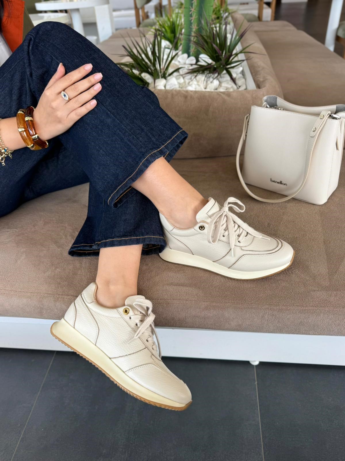 7822 BEJ DERİ SNEAKER