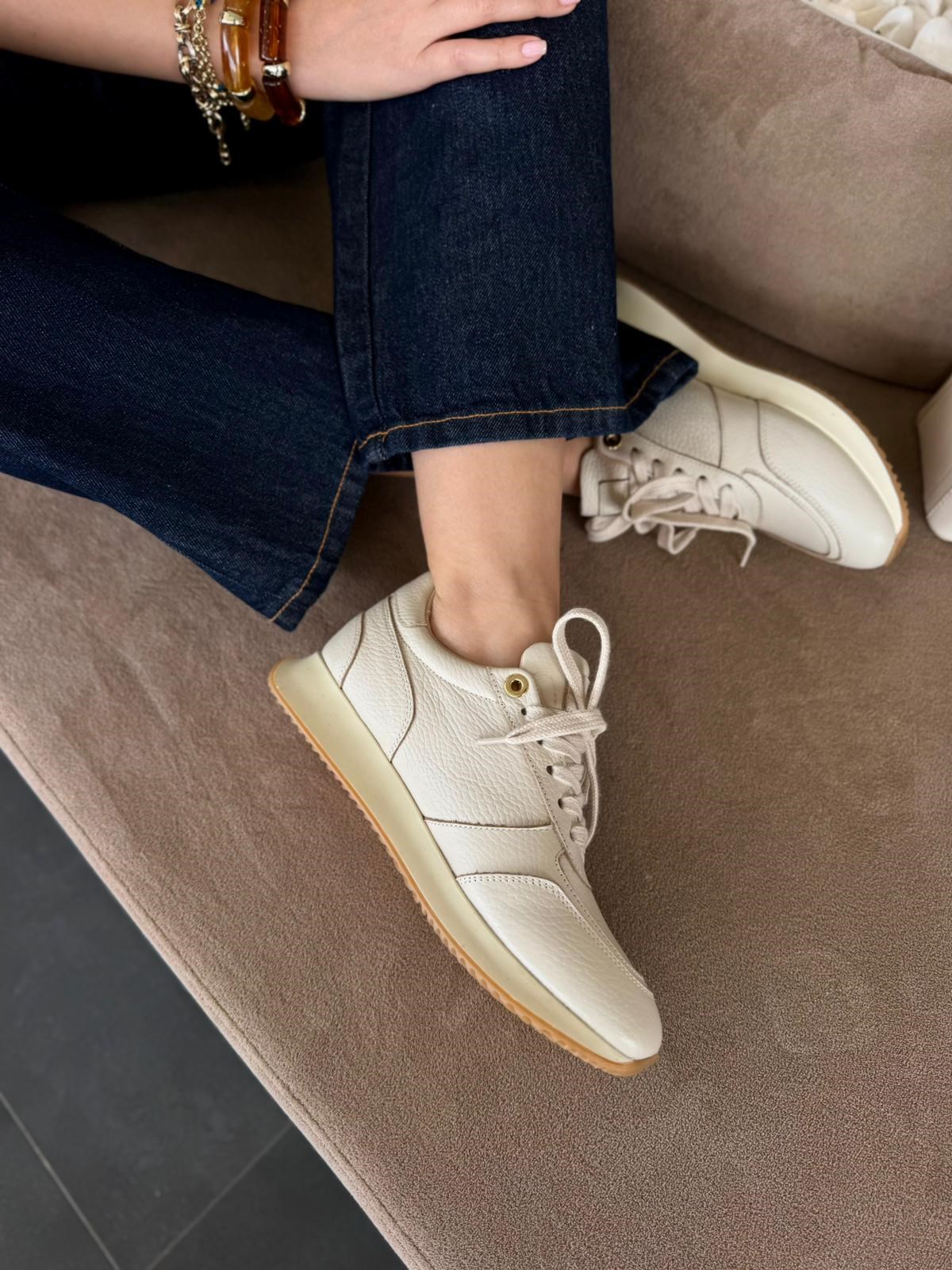7822 BEJ DERİ SNEAKER