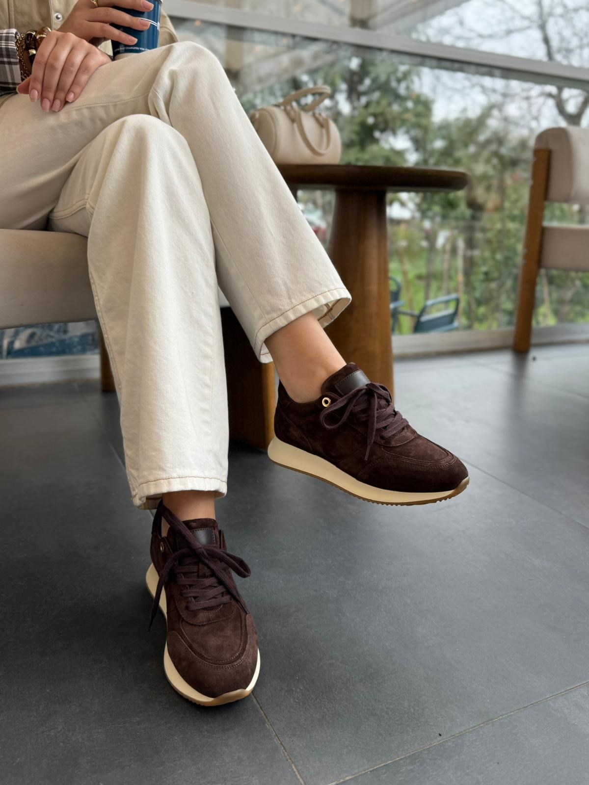 7822 KAHVERENGİ SÜET DERİ SNEAKER