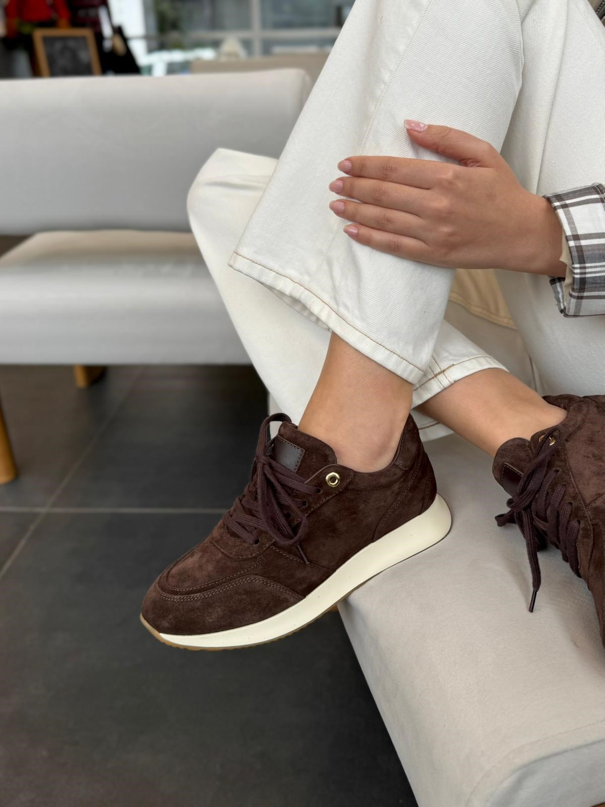 7822 KAHVERENGİ SÜET DERİ SNEAKER