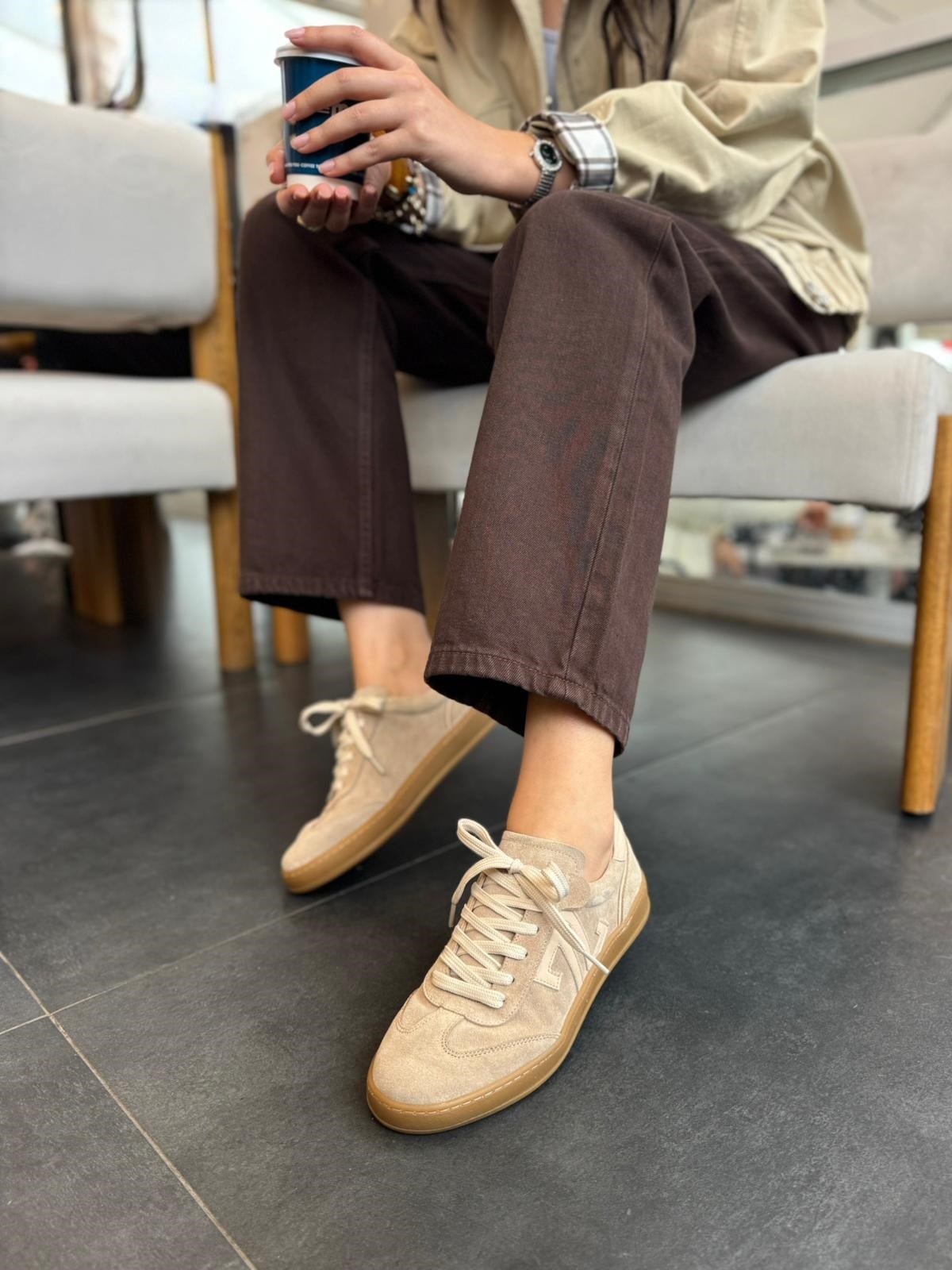 7826 BEJ SÜET DERİ SNEAKER