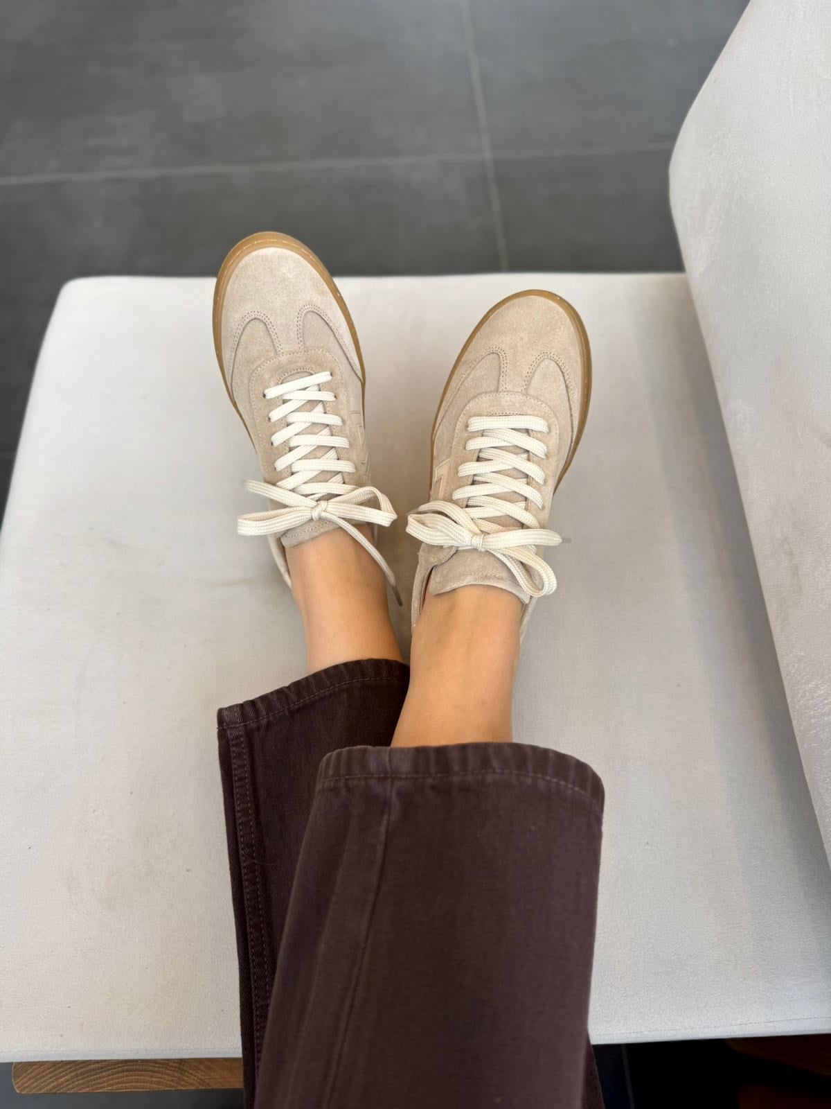 7826 BEJ SÜET DERİ SNEAKER