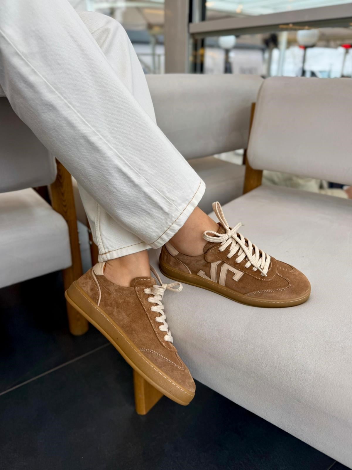 7826 TÜTÜN SÜET DERİ BAĞCIKLI SNEAKER