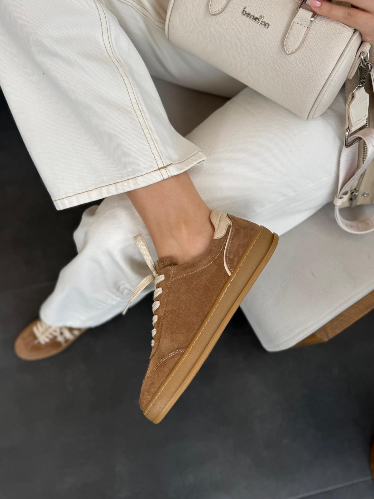 7826 TÜTÜN SÜET DERİ BAĞCIKLI SNEAKER