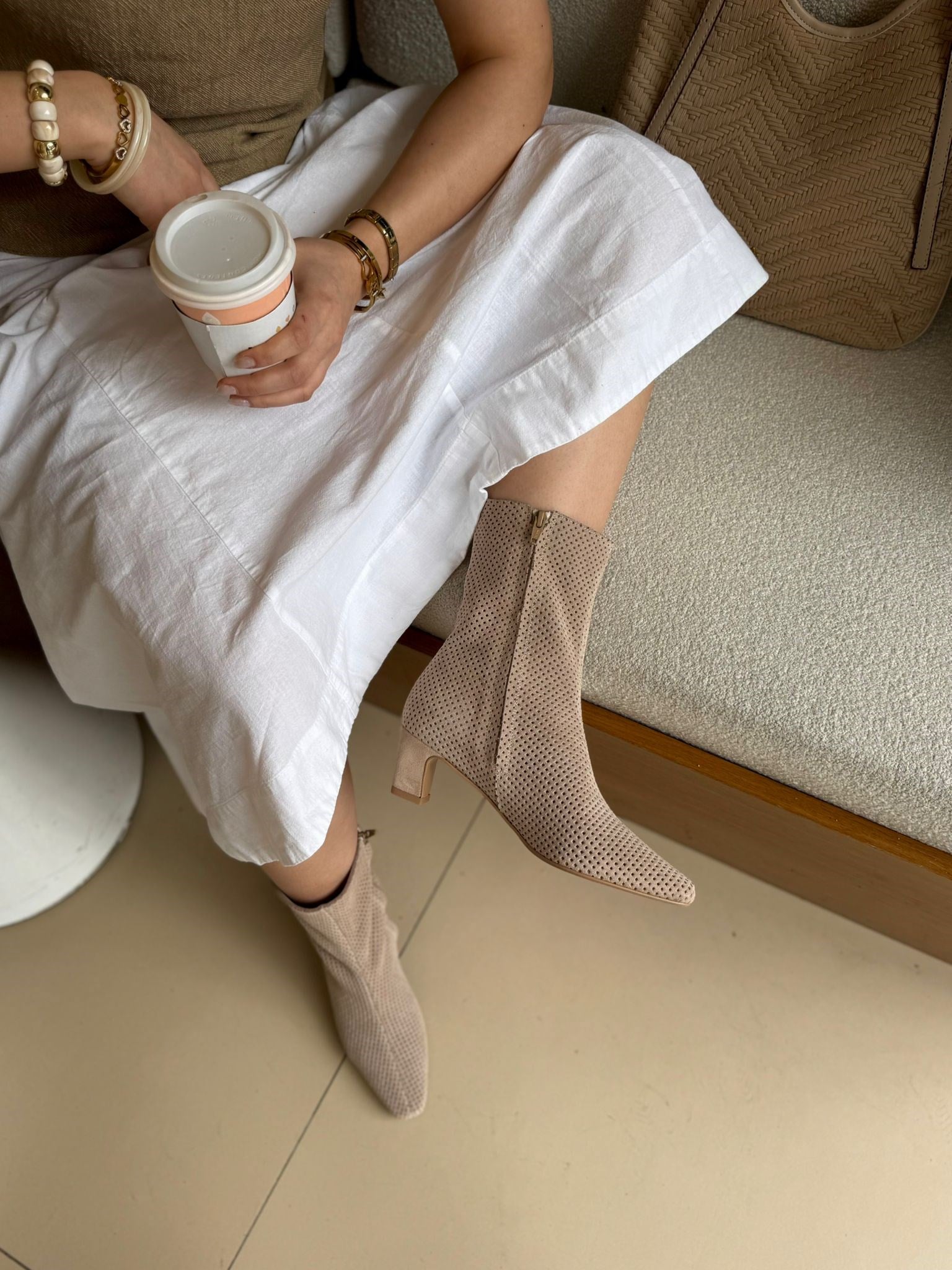8030 LATTE SÜET DERİ TOPUKLU YAZ BOTU
