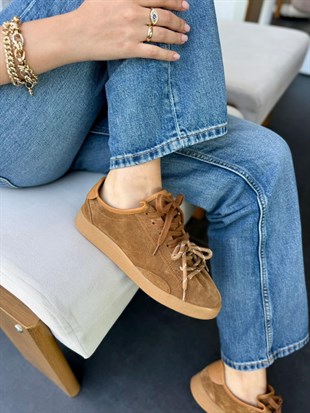 7965 TÜTÜN SÜET DERİ BAĞCIKLI SNEAKER