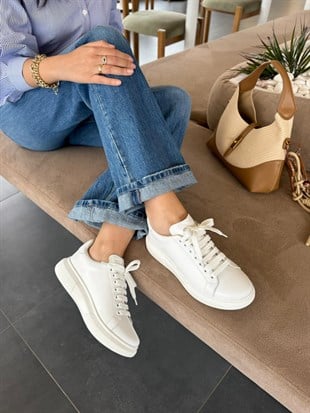7768 BEYAZ DERİ COMFORT SNEAKER AYAKKABI