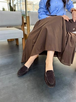 7773 KAHVERENGİ SÜET DERİ ORTOPEDİK TABANADİKME BABET AYAKKABI