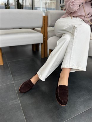 7787 KAHVE SÜET DERİ LOAFER AYAKKABI