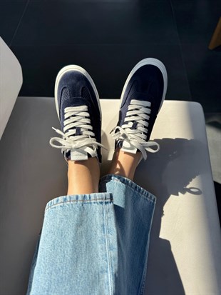 7819 LACİVERT SÜET DERİ SNEAKER