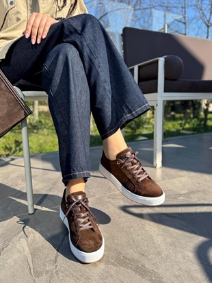 7820 KAHVE SÜET DERİ SNEAKER