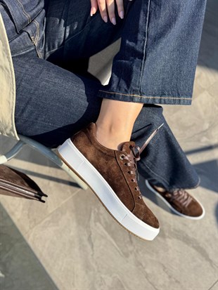 7820 KAHVE SÜET DERİ SNEAKER