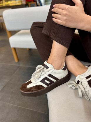 7821 KREM-KAHVE DERİ SNEAKER AYAKKABI