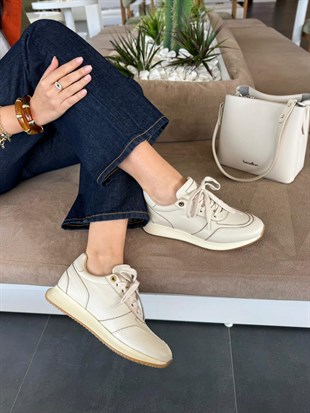 7822 BEJ DERİ SNEAKER