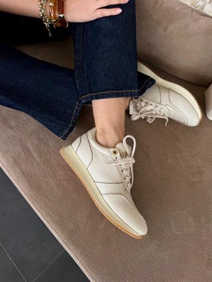 7822 BEJ DERİ SNEAKER