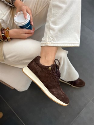 7822 KAHVERENGİ SÜET DERİ SNEAKER