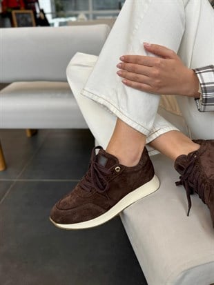 7822 KAHVERENGİ SÜET DERİ SNEAKER